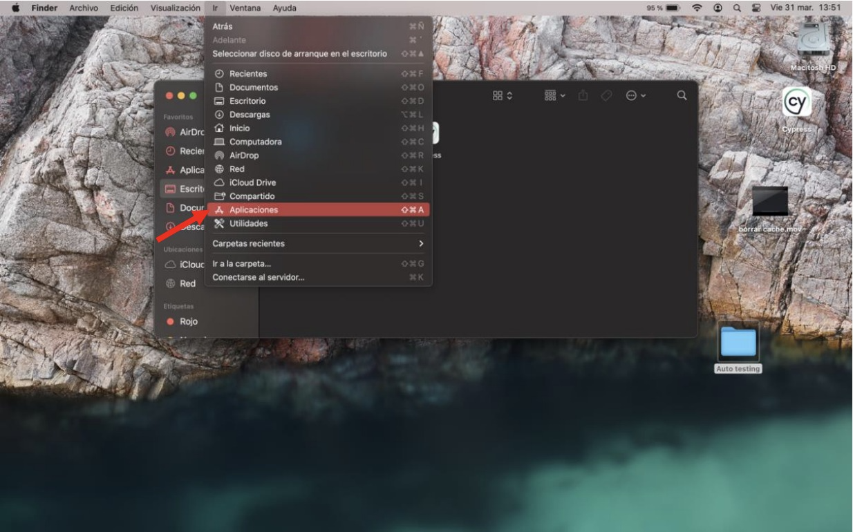Ir → Aplicaciones en el Finder de Mac