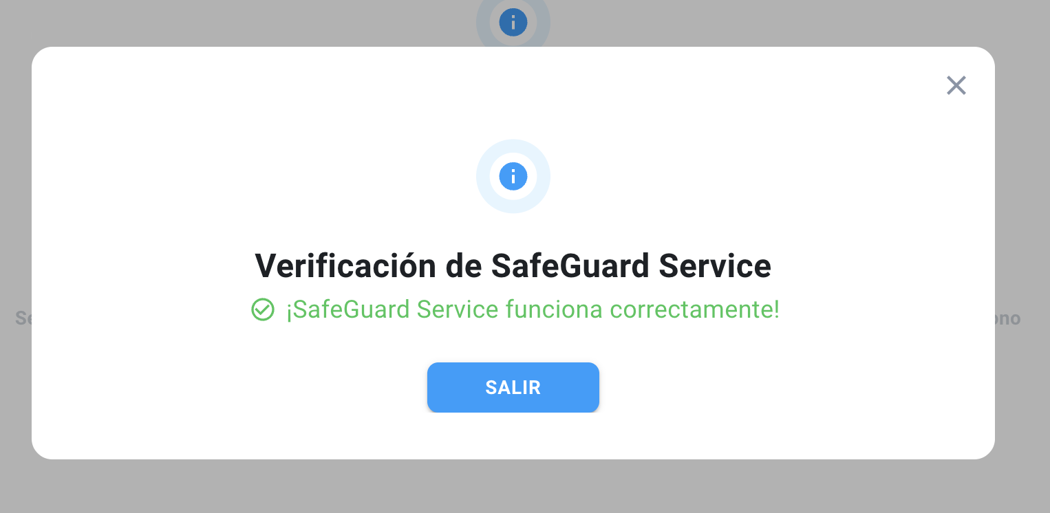 Modal de verificação com permissões de acessibilidade e gravação de tela faltando