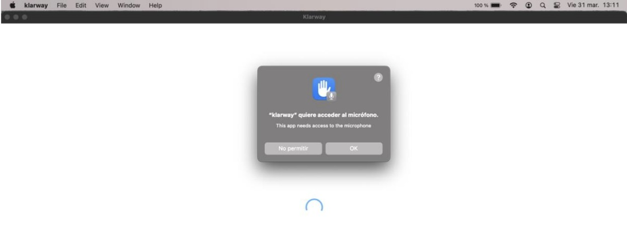 Solicitud de permiso de cámara en Mac